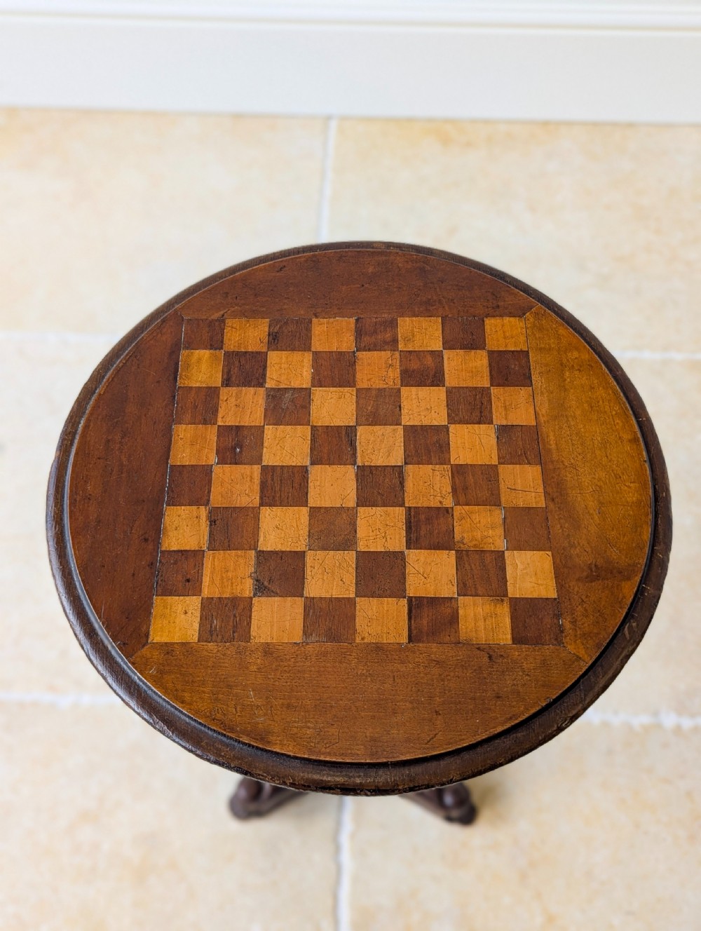 Antique Victorian Mahogany Games Table with Inlaid Chess Board c.1890 View VI