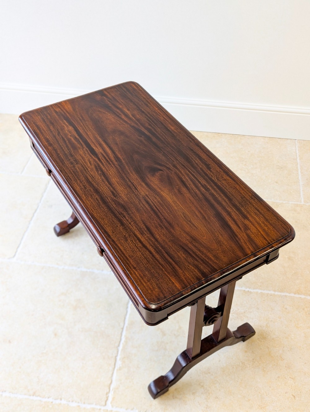 Antique Early Victorian Irish Mahogany Library Table by J. Kerr & Co c. 1850 View II