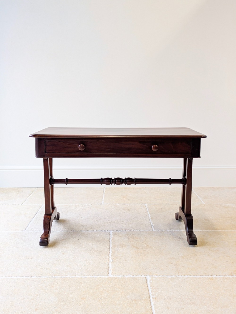 Antique Early Victorian Irish Mahogany Library Table by J. Kerr & Co c. 1850 View III