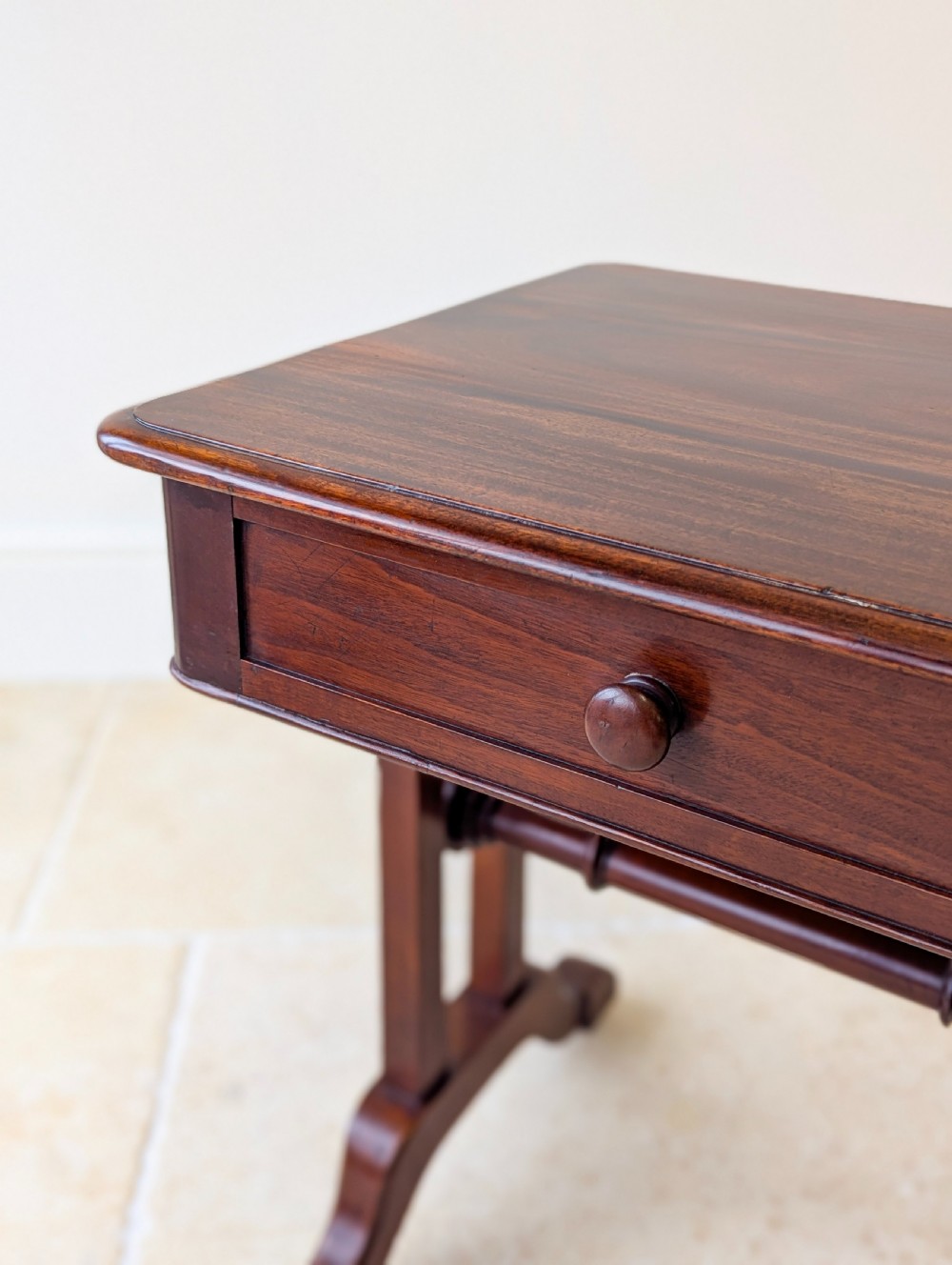 Antique Early Victorian Irish Mahogany Library Table by J. Kerr & Co c. 1850 View V