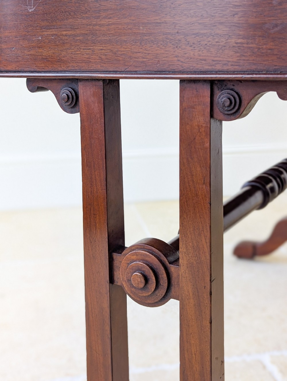 Antique Early Victorian Irish Mahogany Library Table by J. Kerr & Co c. 1850 View VI
