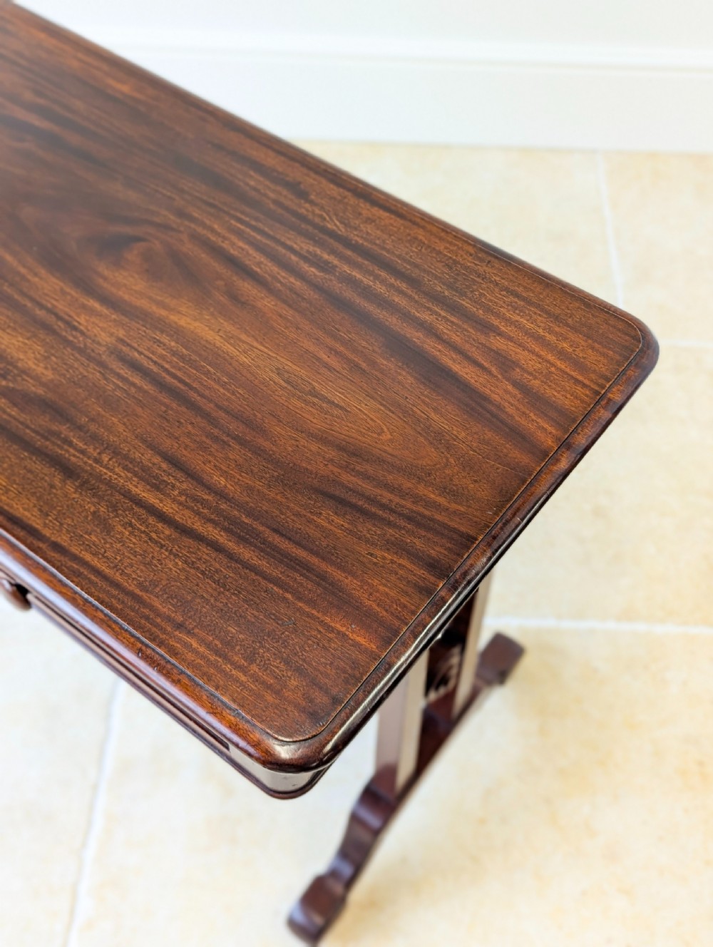 Antique Early Victorian Irish Mahogany Library Table by J. Kerr & Co c. 1850 View X