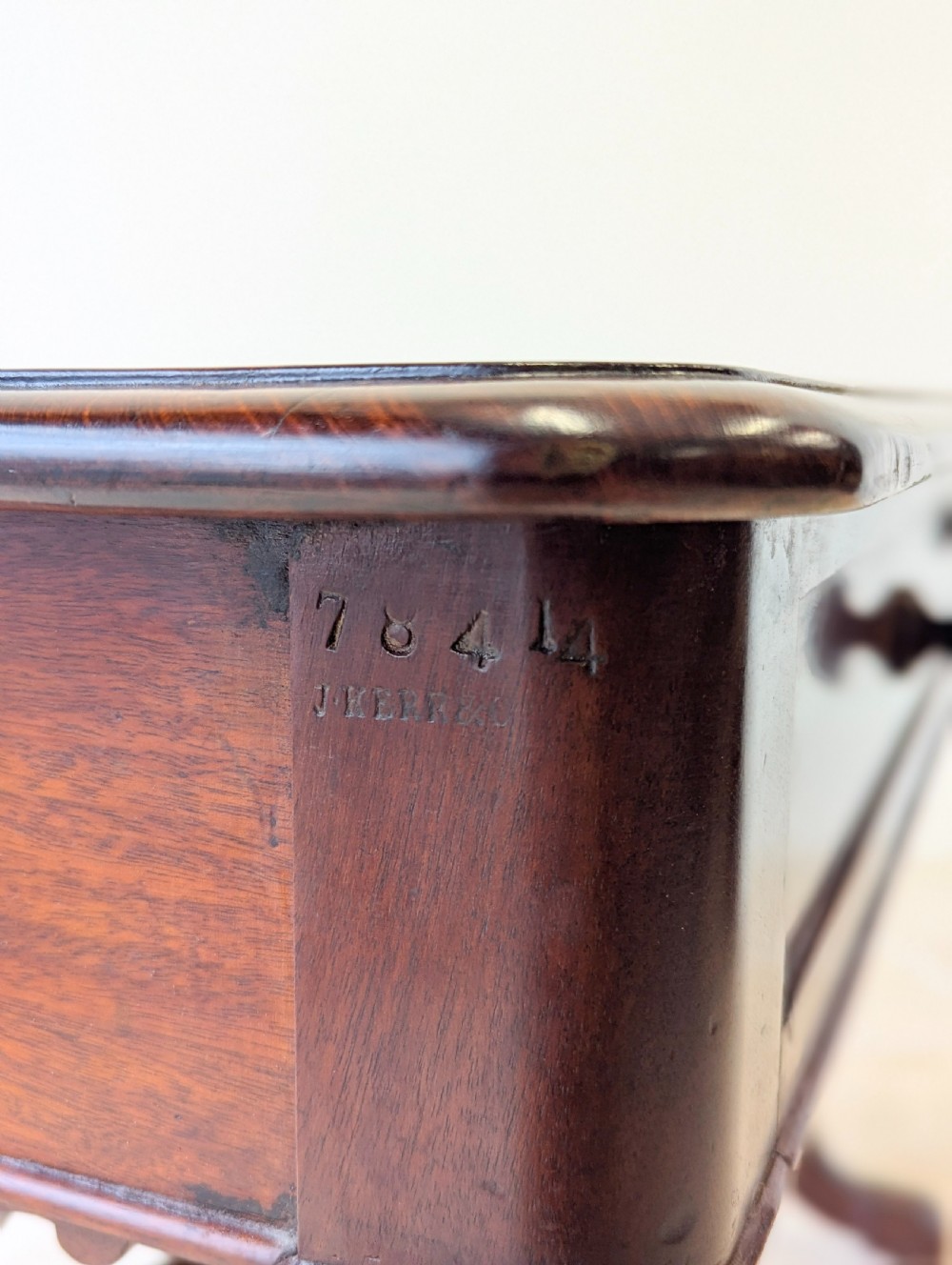 Antique Early Victorian Irish Mahogany Library Table by J. Kerr & Co c. 1850 View XIII