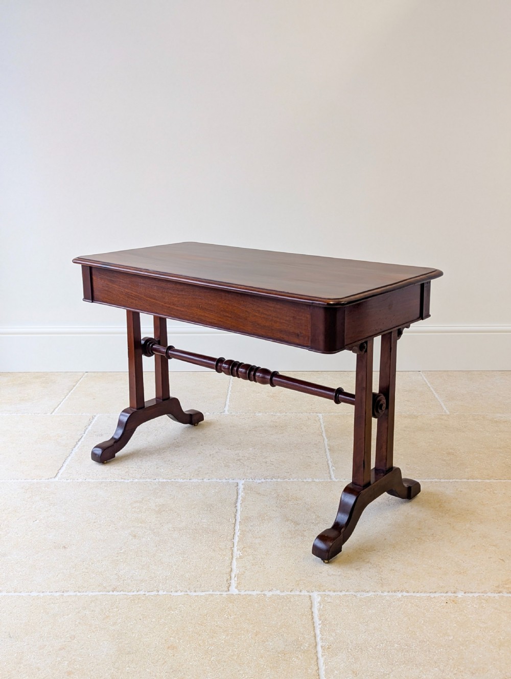 Antique Early Victorian Irish Mahogany Library Table by J. Kerr & Co c. 1850 View XVI