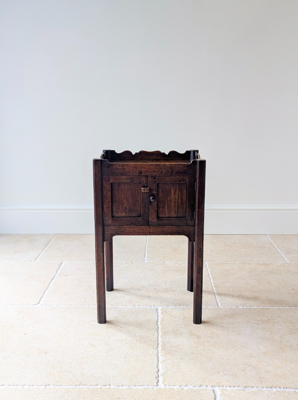 Antique Georgian Oak Bedside Cabinet c.1820 View II
