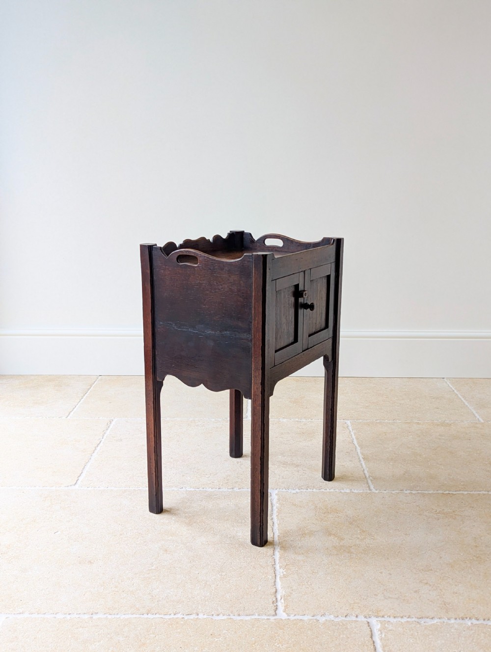 Antique Georgian Oak Bedside Cabinet c.1820 View VI