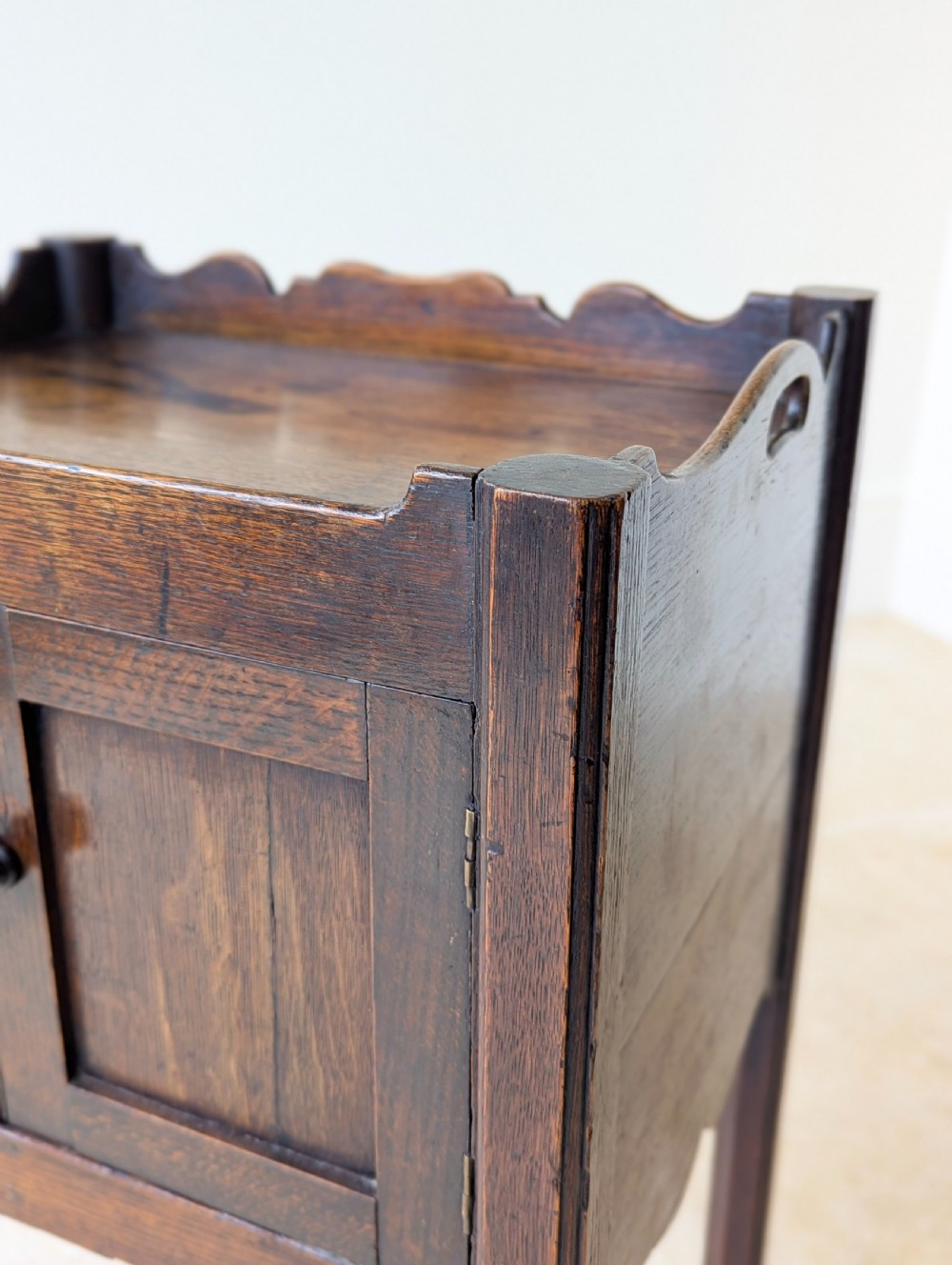 Antique Georgian Oak Bedside Cabinet c.1820 View VII