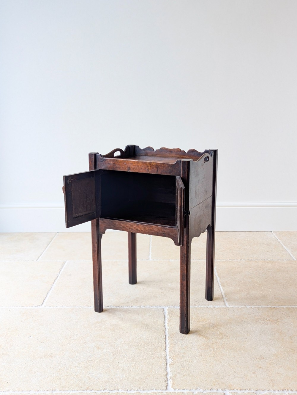 Antique Georgian Oak Bedside Cabinet c.1820 View XI