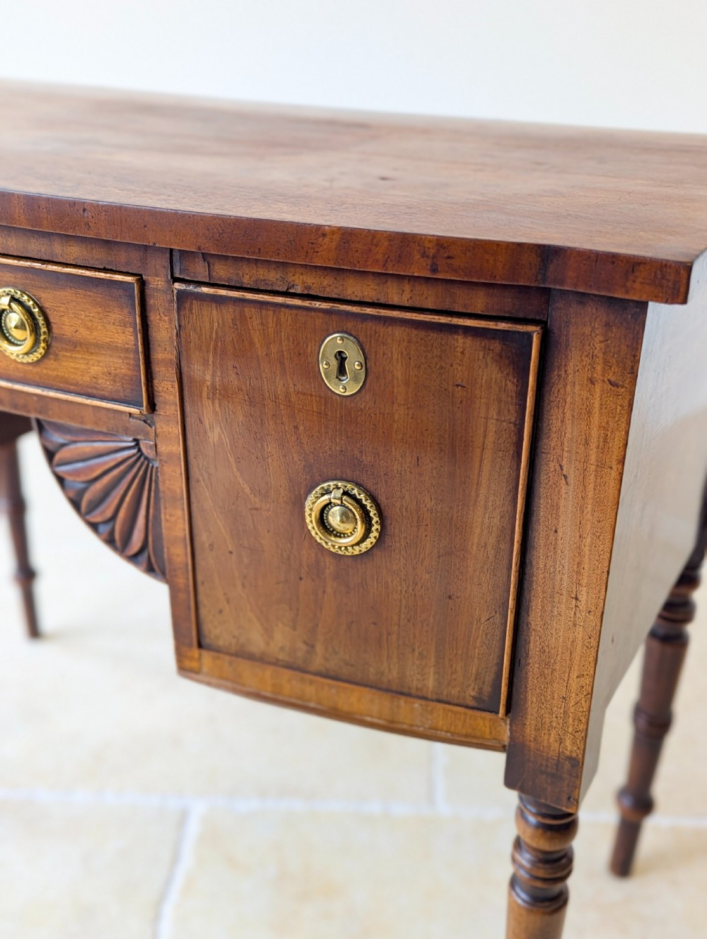 Antique Georgian Mahogany Bow-Front Side Table c.1800 View XI