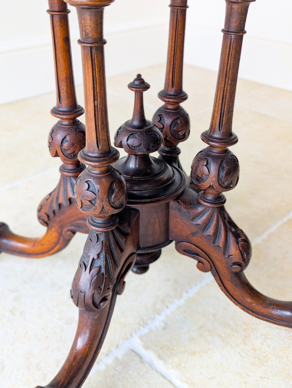 Antique Victorian Burr Walnut Card Table c.1870 View X
