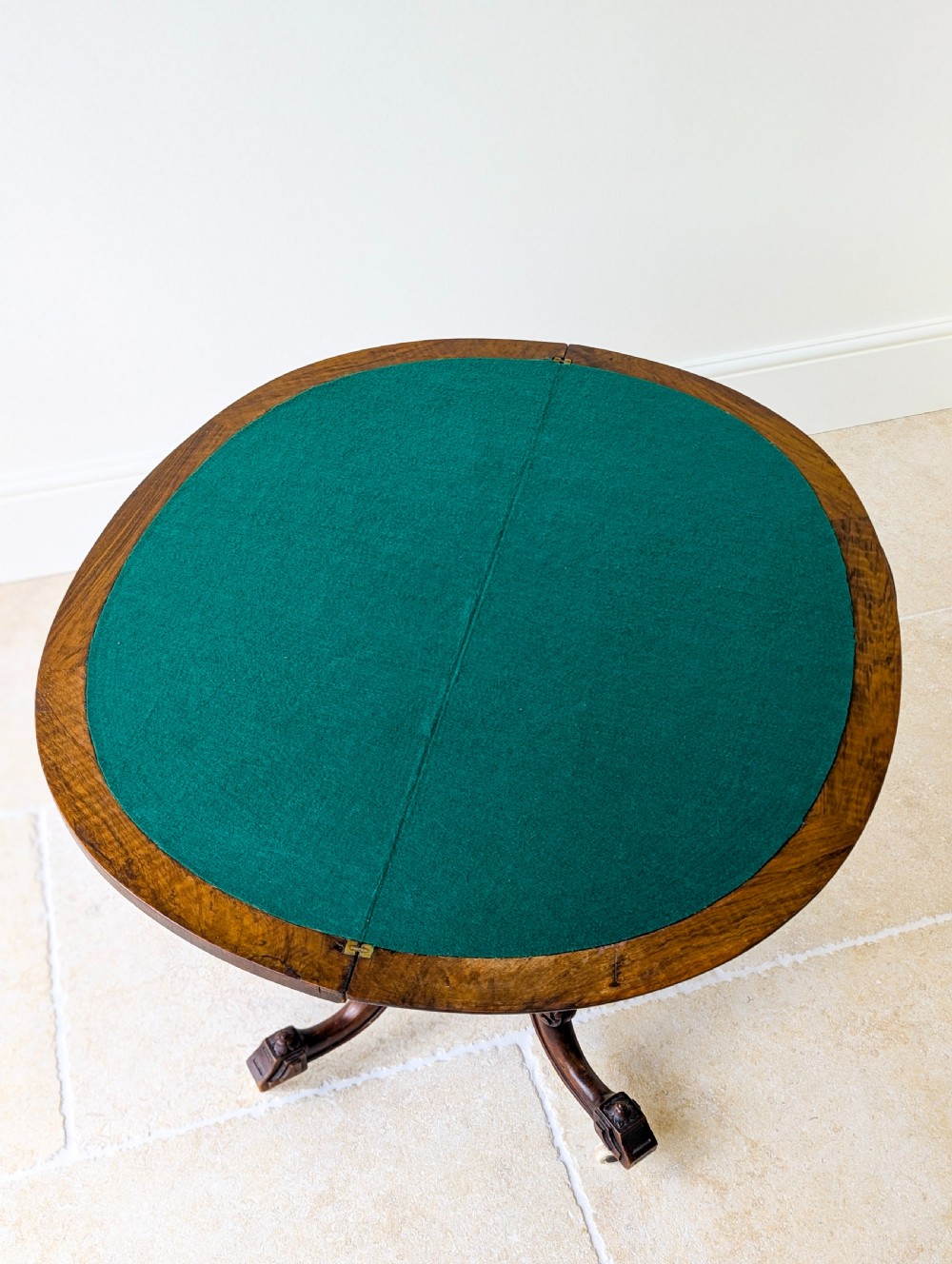 Antique Victorian Burr Walnut Card Table c.1870 View XV