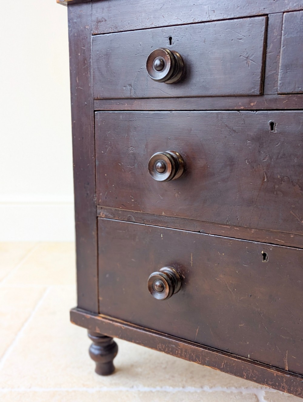 Antique Victorian Welsh Painted Pine Chest of Drawers c.1860 View IX