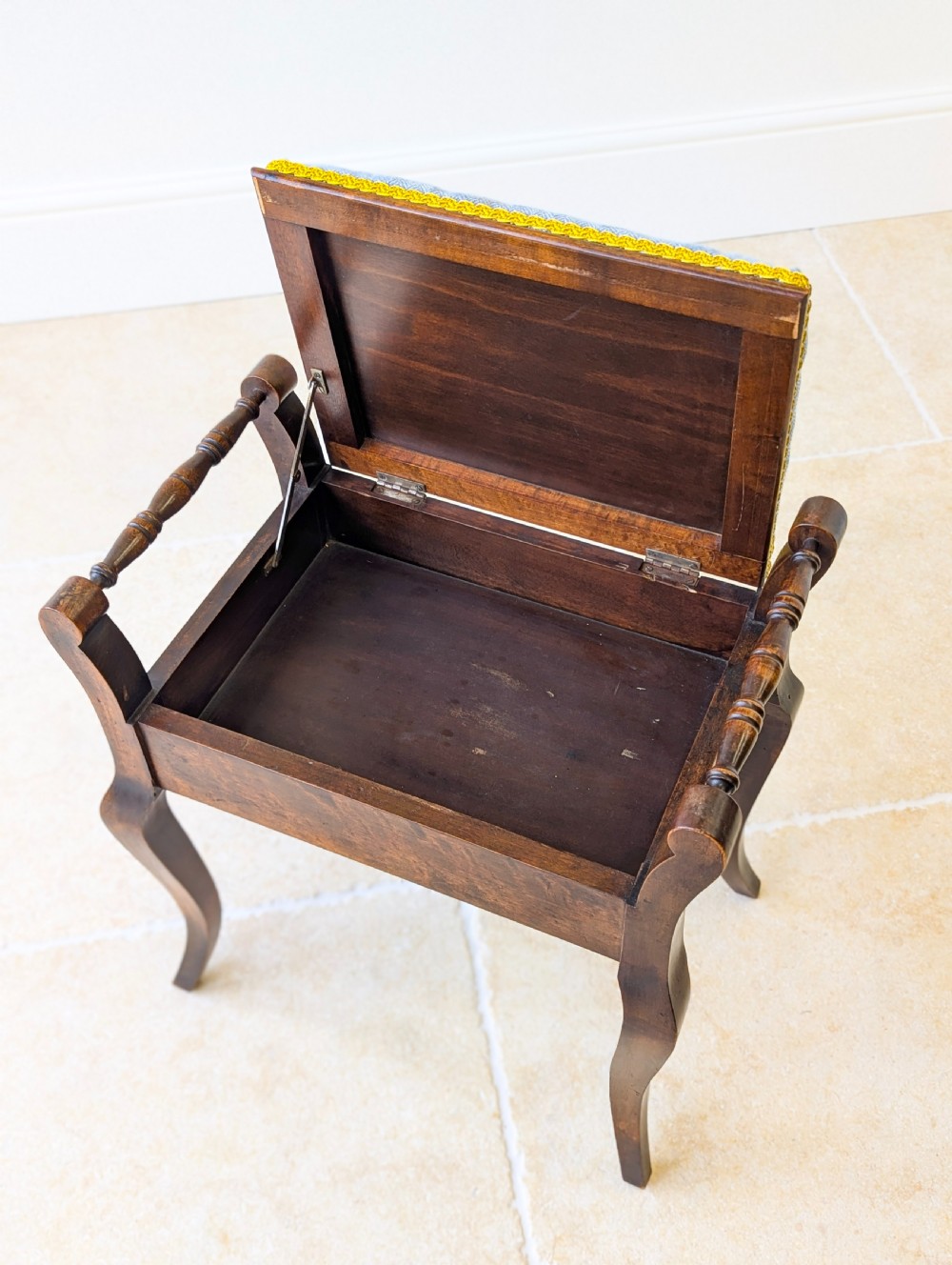 Antique Victorian Mahogany Piano Stool with Storage c.1890 View IX