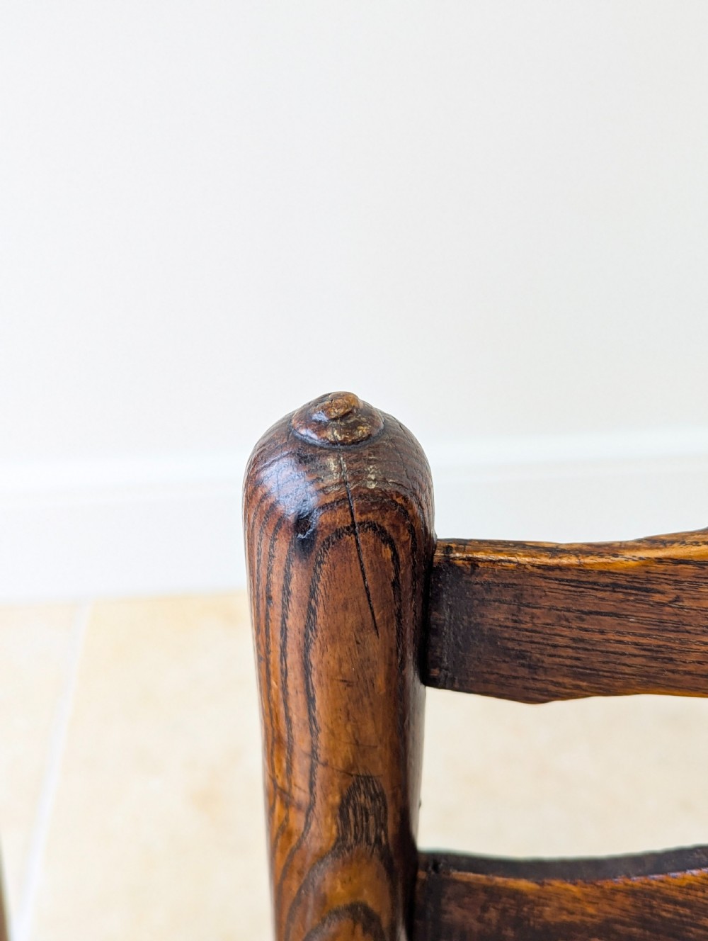 Set of Four Antique Georgian Oak Ladderback Dining Chairs c.1800 View XIX