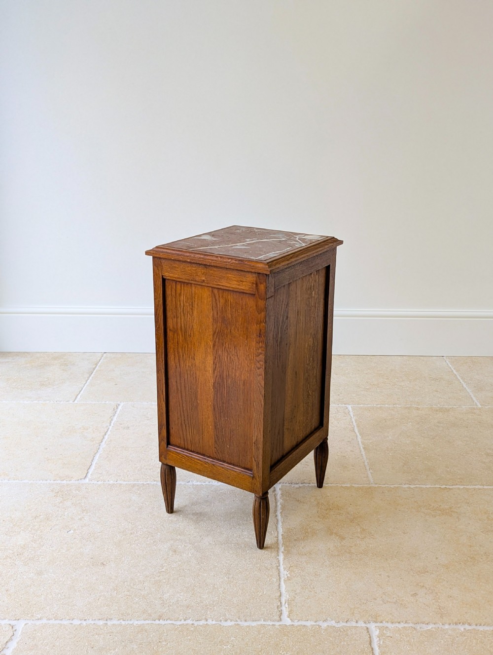 Antique French Oak Bedside Cabinet with Marble Top c.1900 View X