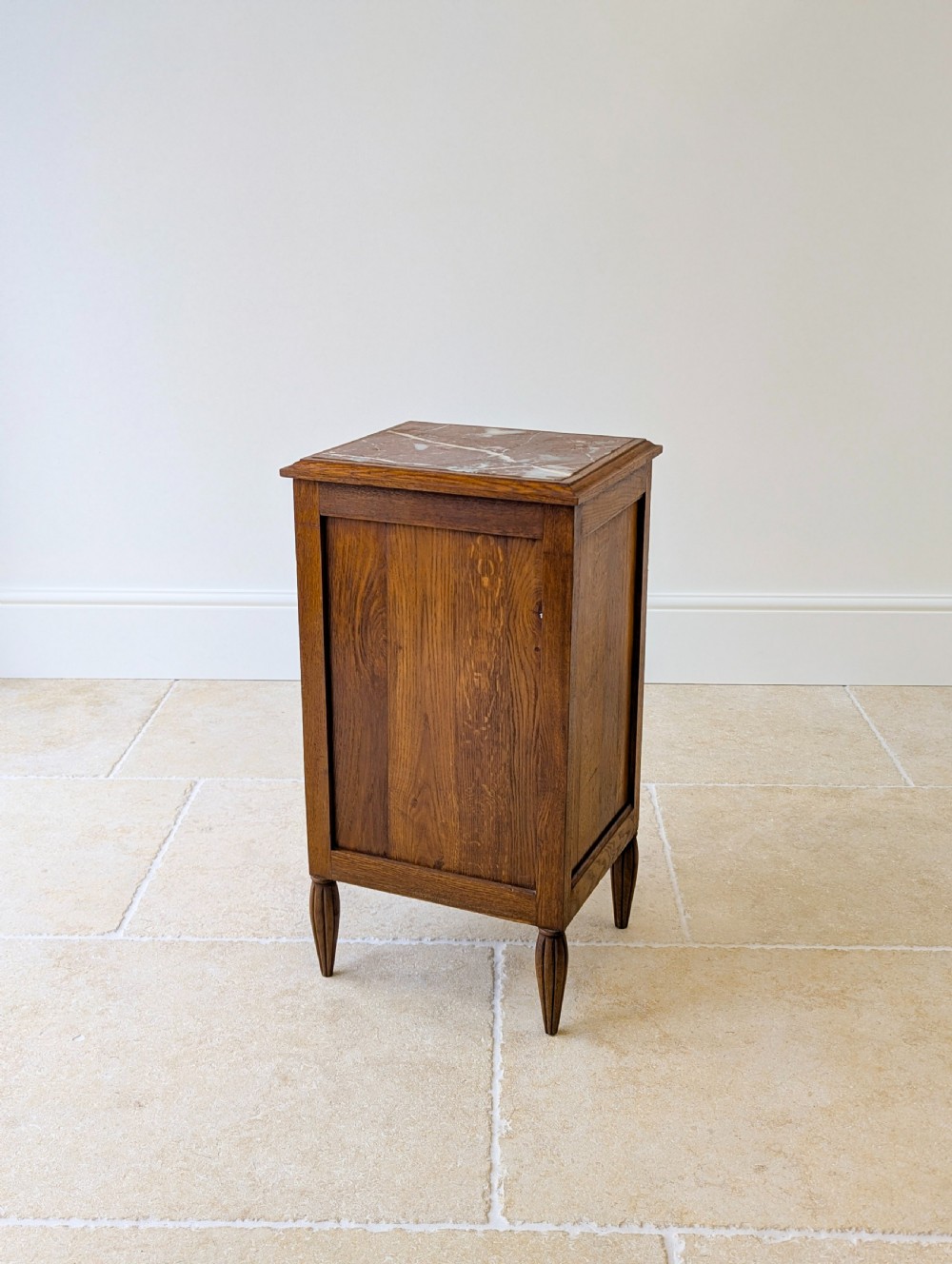 Antique French Oak Bedside Cabinet with Marble Top c.1900 View XIII