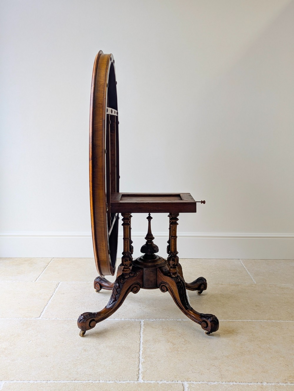 Antique Victorian Burr Walnut Tilt-Top Centre Table c.1860 View XVI