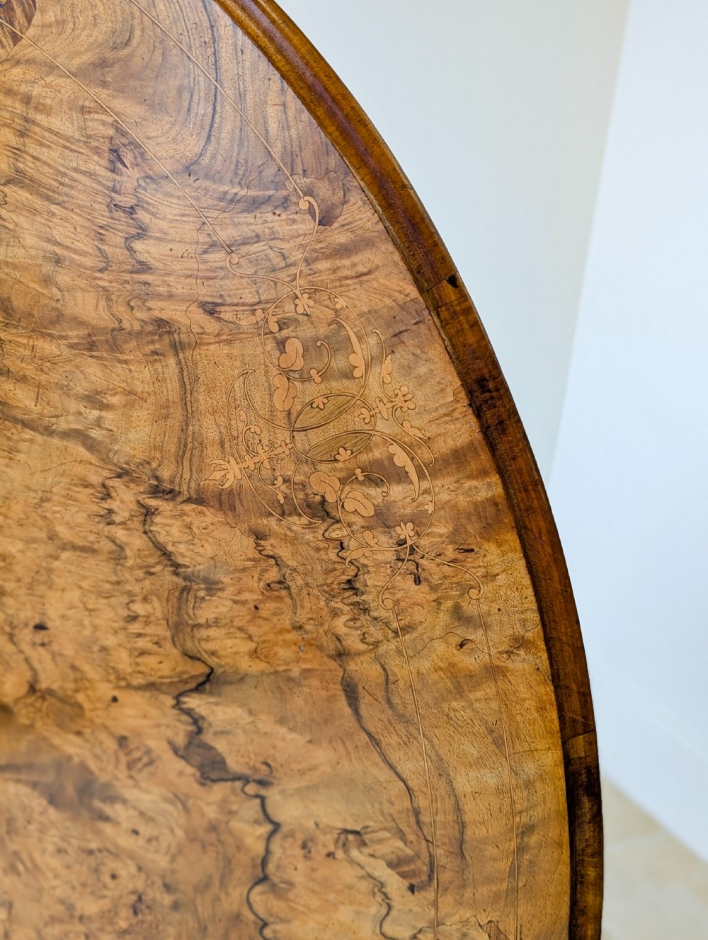 Antique Victorian Burr Walnut Tilt-Top Centre Table c.1860 View XVII