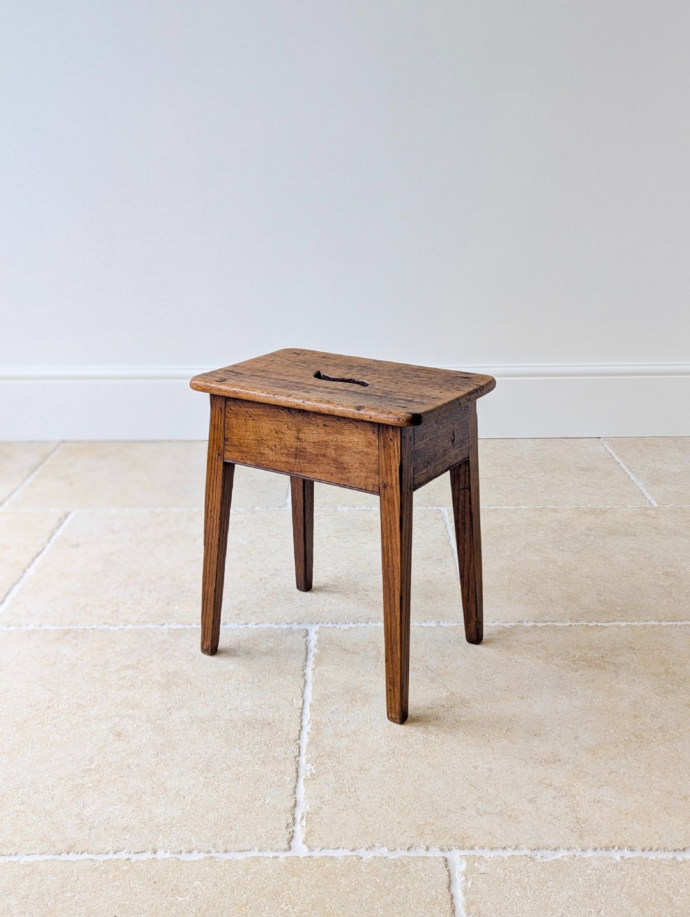 Antique Late 19th Century Country Oak Stool View III