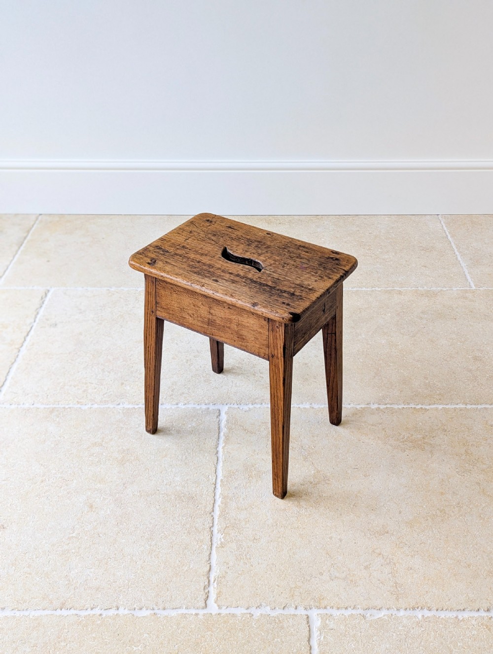 Antique Late 19th Century Country Oak Stool View IV