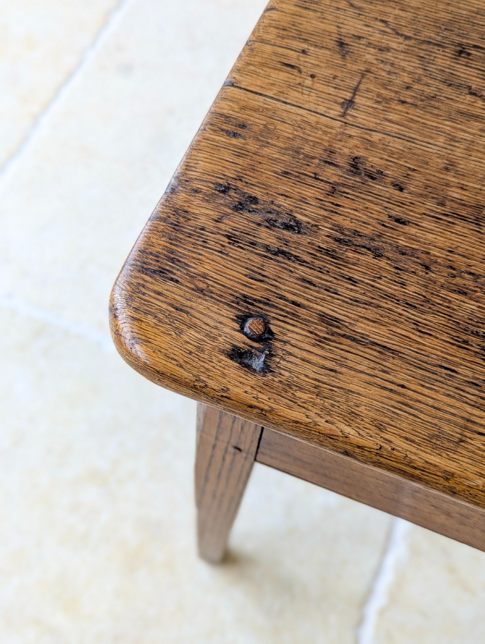 Antique Late 19th Century Country Oak Stool View VI