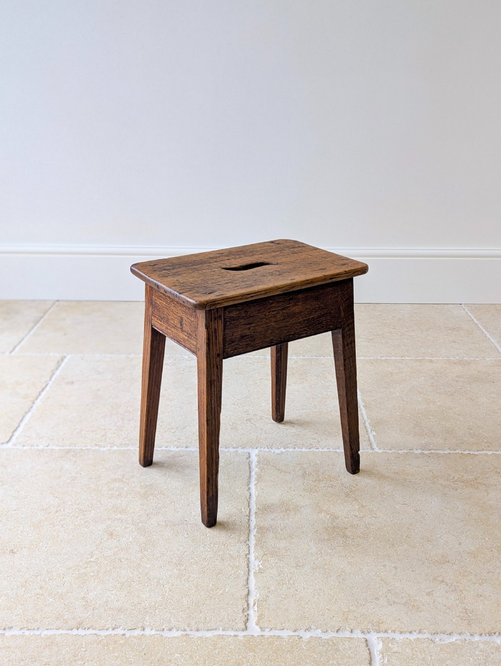 Antique Late 19th Century Country Oak Stool View VII