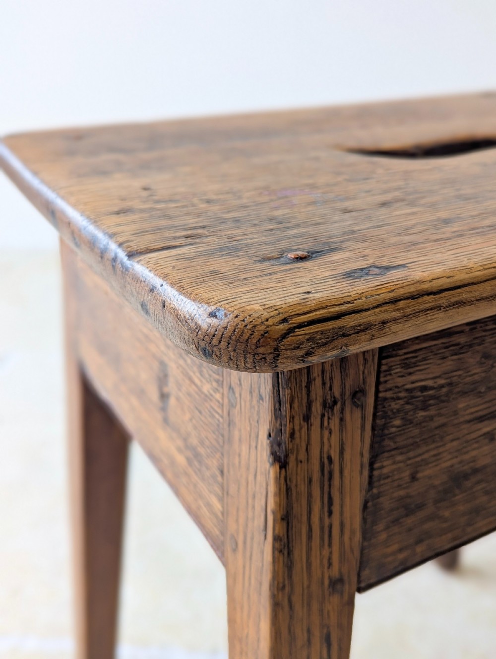 Antique Late 19th Century Country Oak Stool View IX