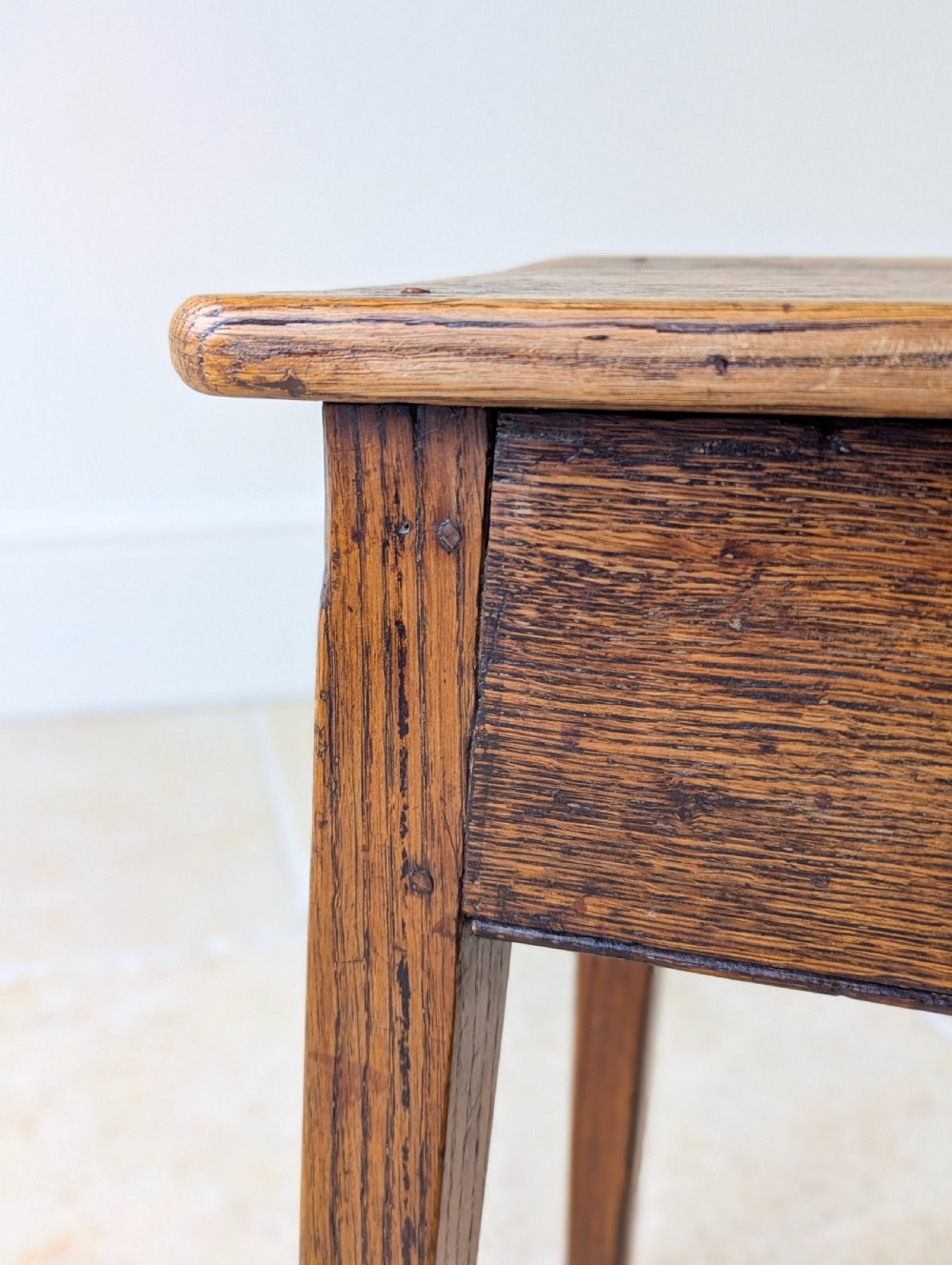 Antique Late 19th Century Country Oak Stool View XII