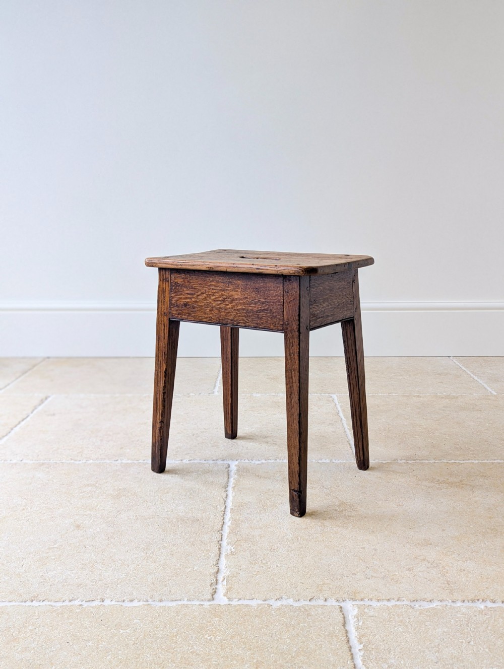 Antique Late 19th Century Country Oak Stool View XVII