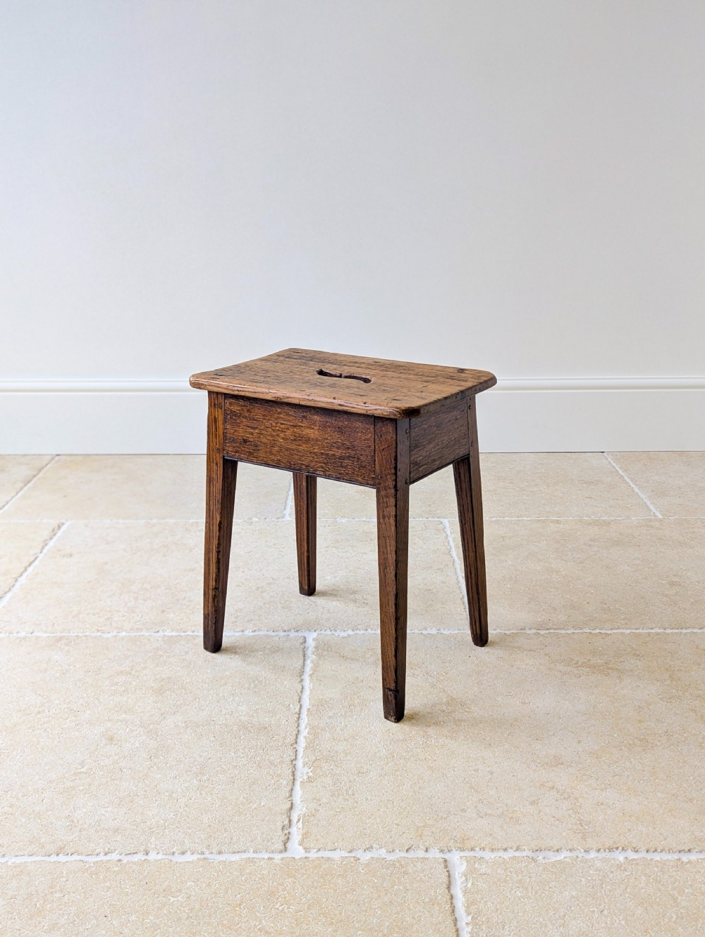 Antique Late 19th Century Country Oak Stool View XVIII