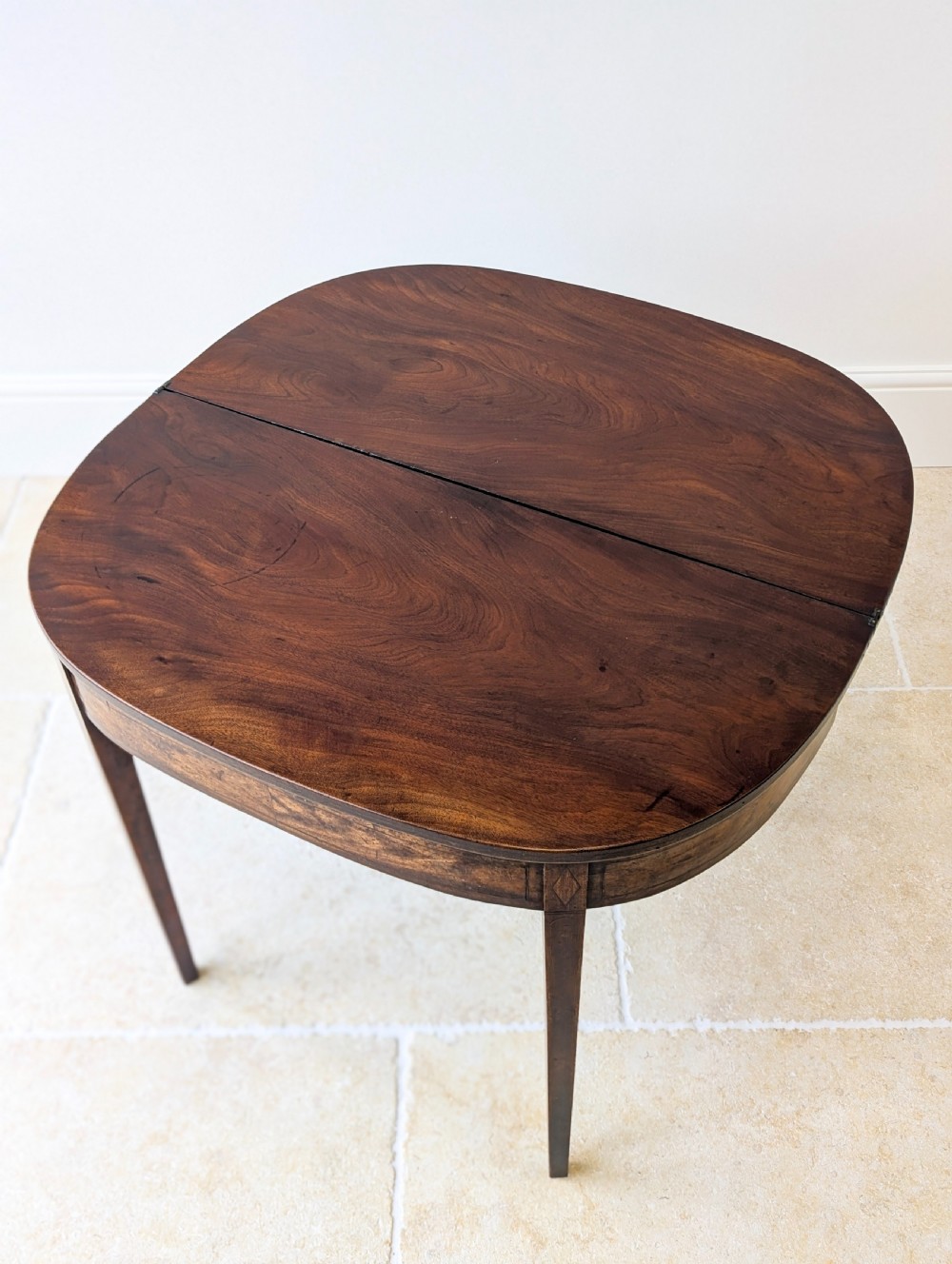 Antique Georgian Plum Pudding Mahogany Fold-Over Tea Table c.1790 View III