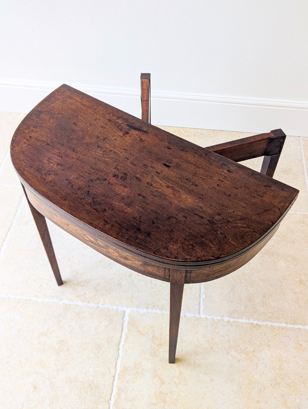 Antique Georgian Plum Pudding Mahogany Fold-Over Tea Table c.1790 View V