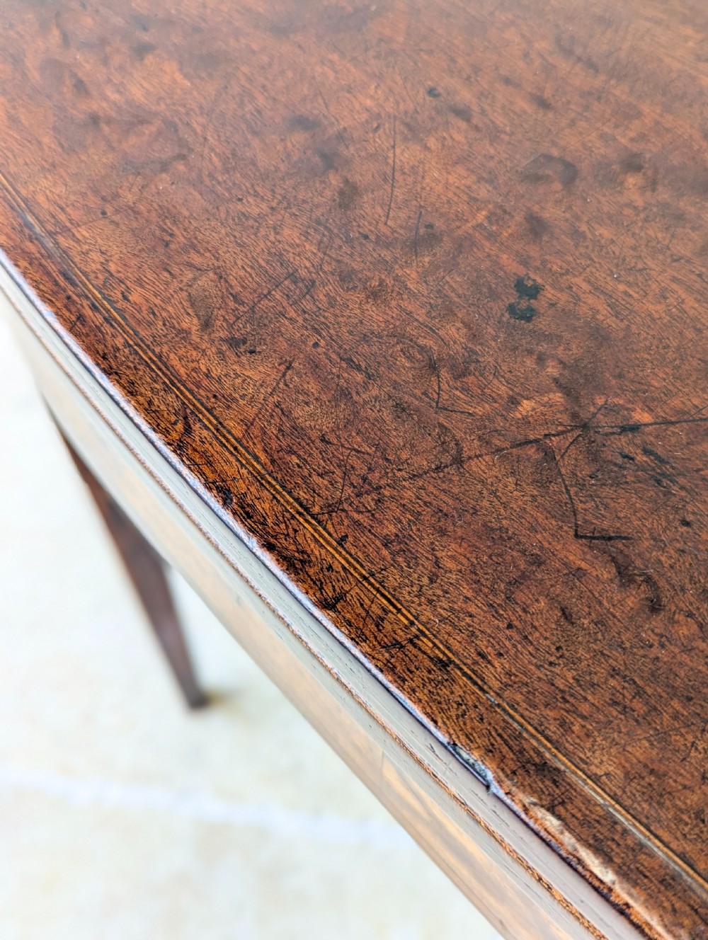 Antique Georgian Plum Pudding Mahogany Fold-Over Tea Table c.1790 View VII