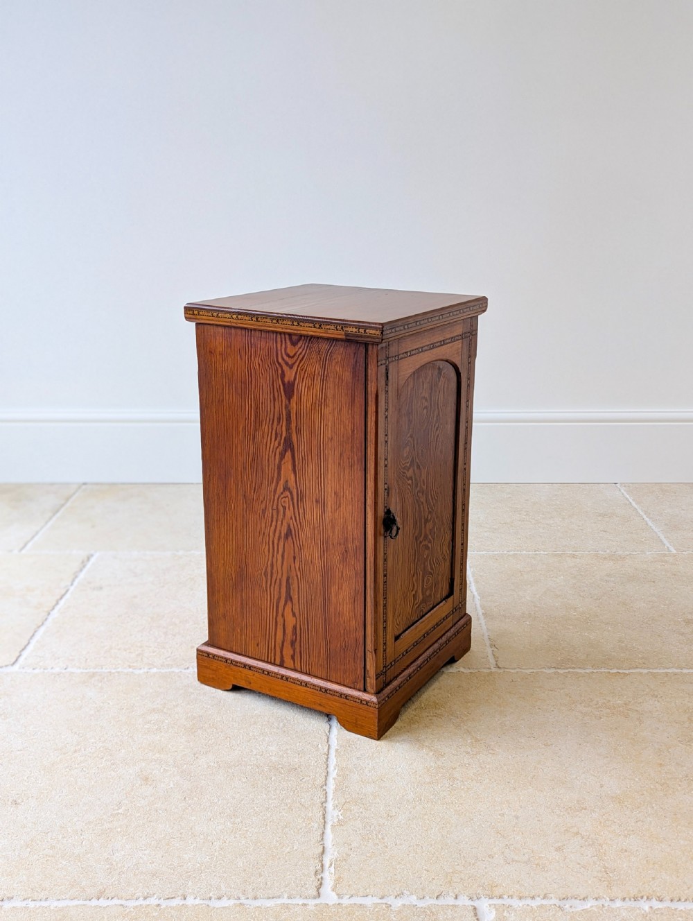Antique Victorian Aesthetic Movement Pitch Pine Bedside Cabinet c.1890 View V