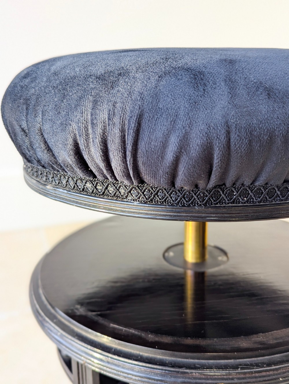 Antique Victorian Ebonised Aesthetic Movement Adjustable Piano Stool c.1880 View XVI