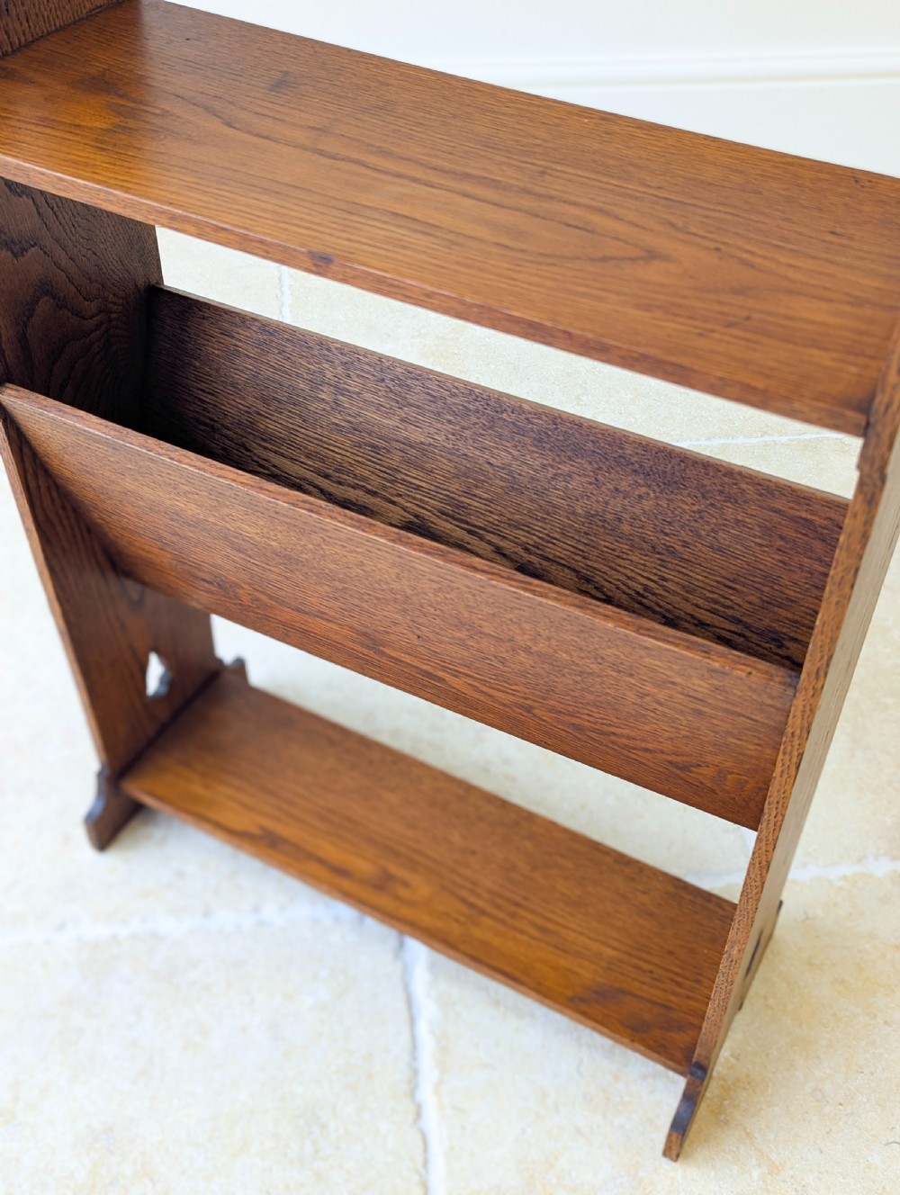 Antique Arts & Crafts Oak Magazine Rack & Book Shelf c.1910 View VI