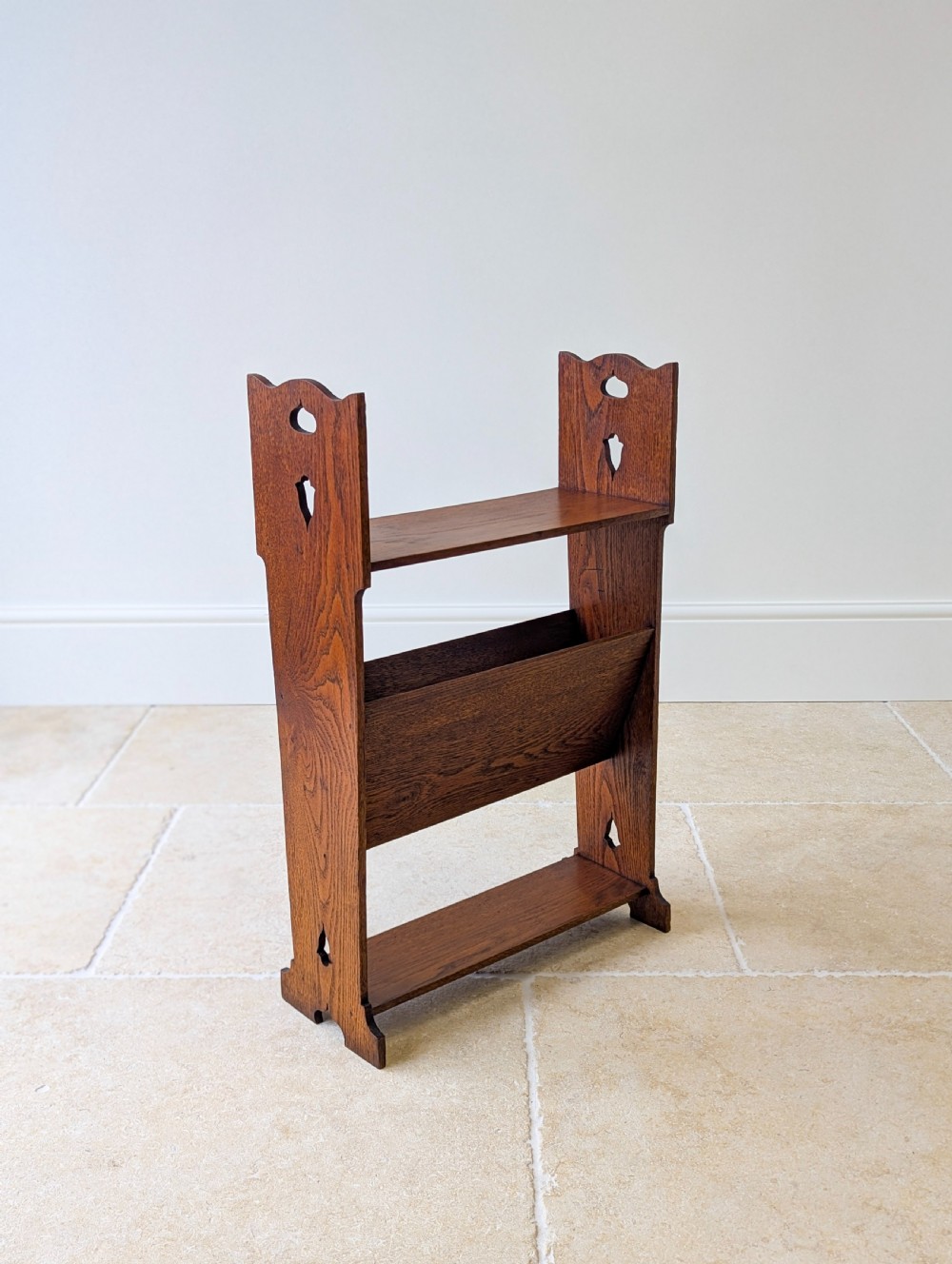 Antique Arts & Crafts Oak Magazine Rack & Book Shelf c.1910 View VIII