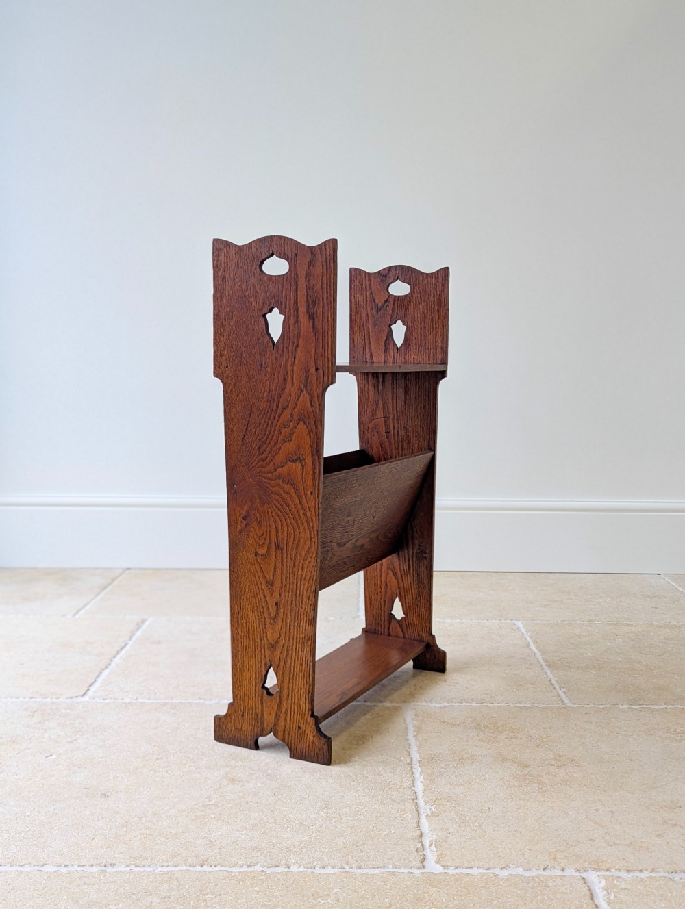 Antique Arts & Crafts Oak Magazine Rack & Book Shelf c.1910 View IX