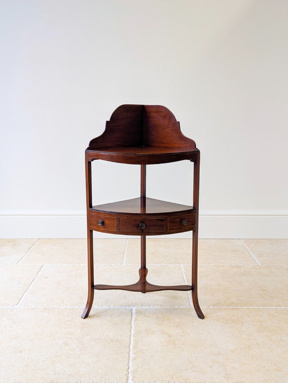 Antique Edwardian Sheraton Revival Mahogany Corner Table c.1900