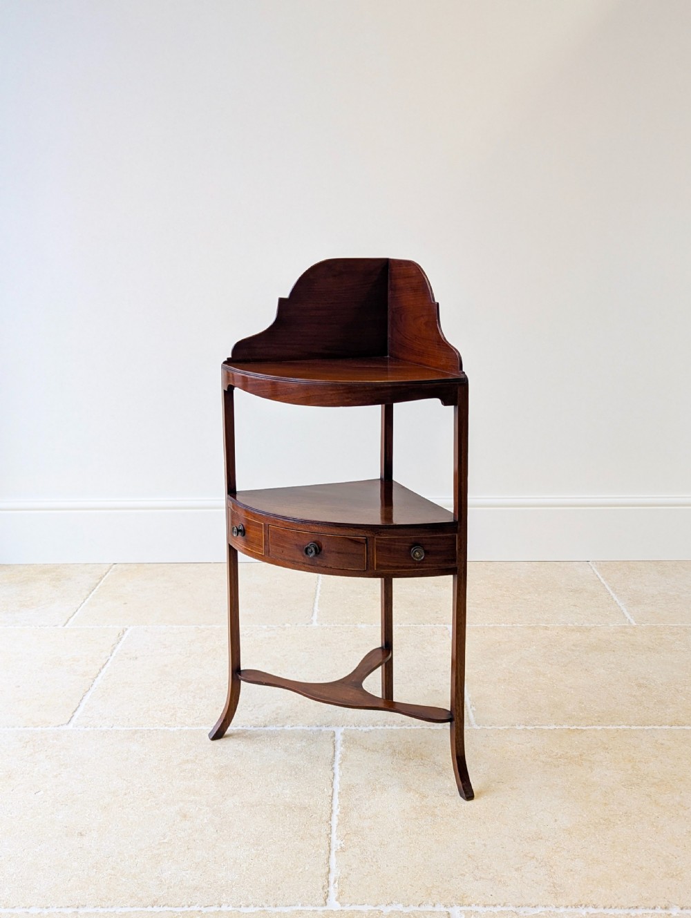 Antique Edwardian Sheraton Revival Mahogany Corner Table c.1900 View II
