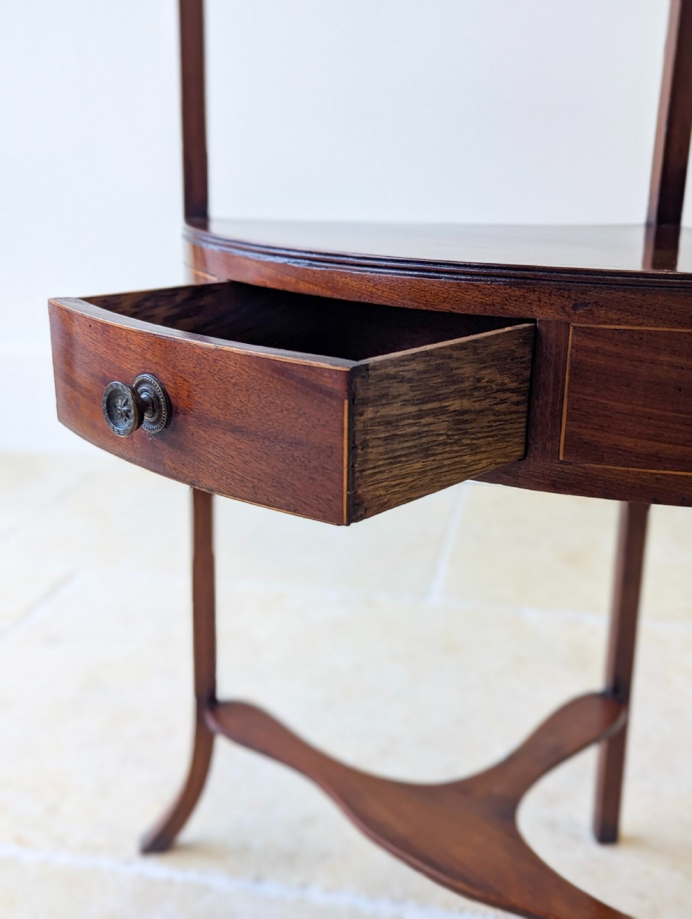 Antique Edwardian Sheraton Revival Mahogany Corner Table c.1900 View VI