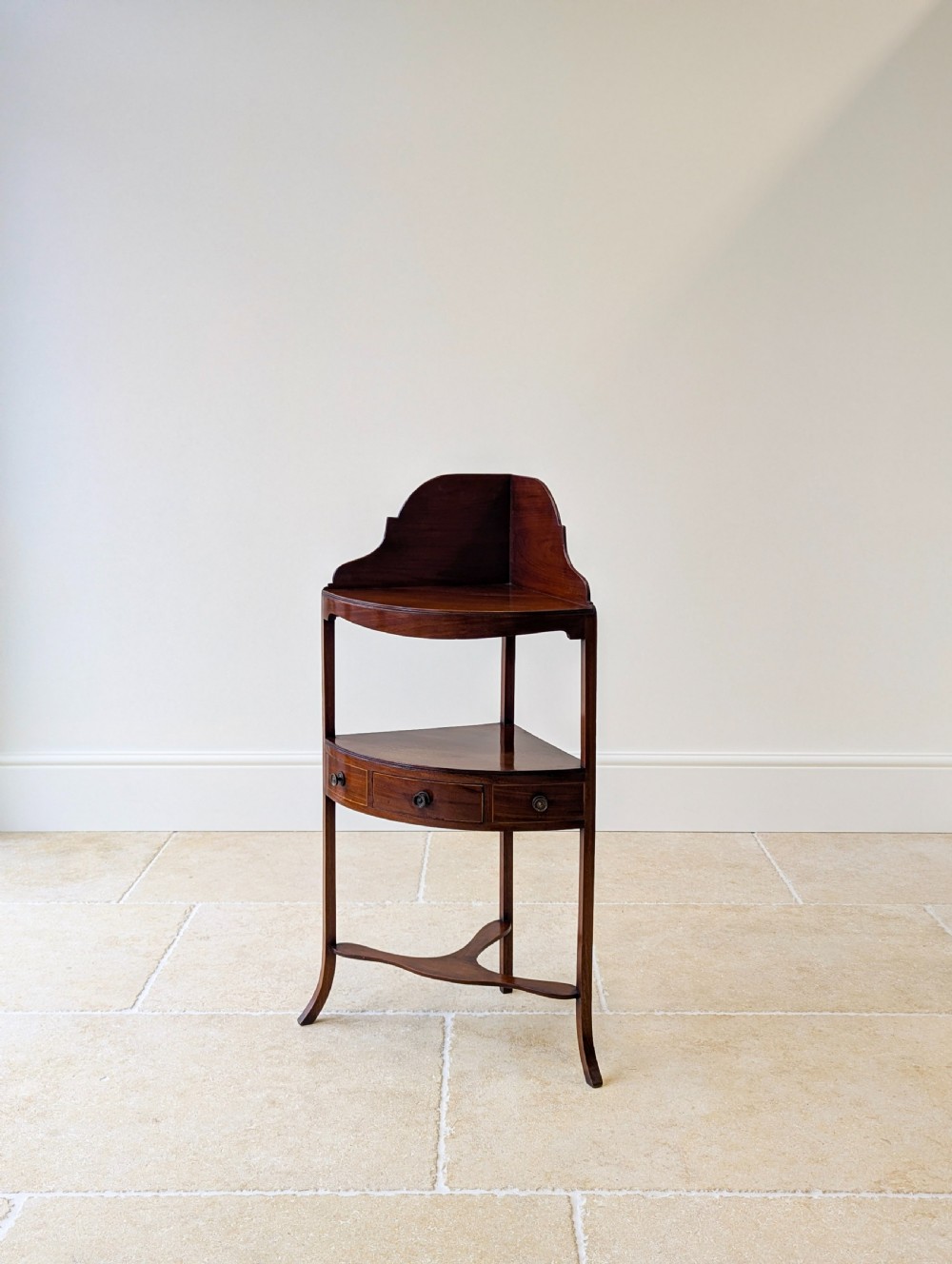 Antique Edwardian Sheraton Revival Mahogany Corner Table c.1900 View IX