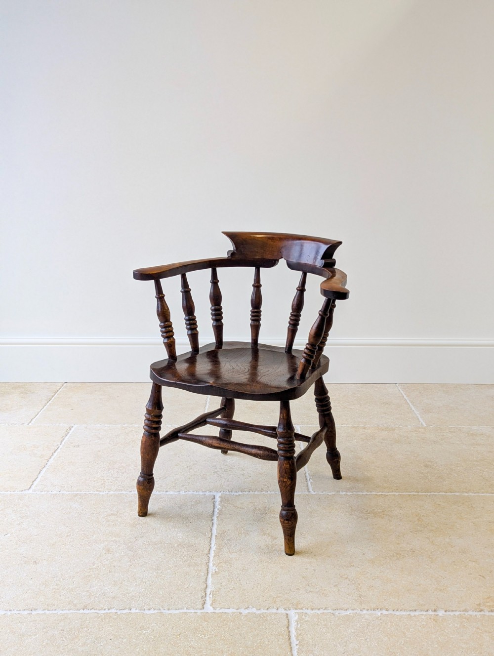 Antique Edwardian Elm & Beech Captain’s Chair c.1910