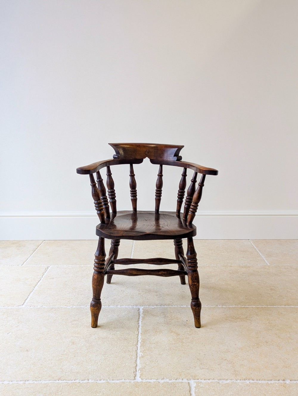 Antique Edwardian Elm & Beech Captain’s Chair c.1910 View III