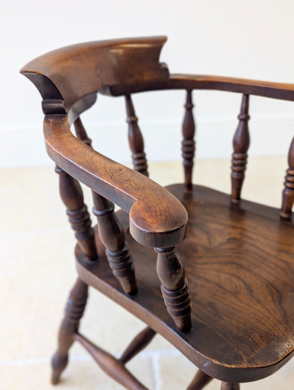 Antique Edwardian Elm & Beech Captain’s Chair c.1910 View VI