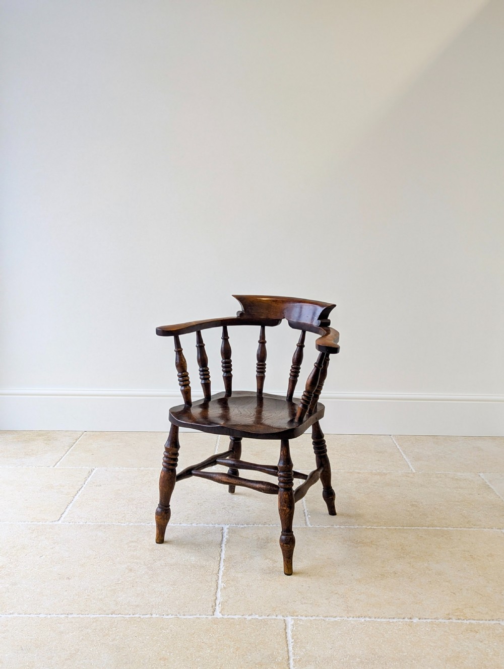 Antique Edwardian Elm & Beech Captain’s Chair c.1910 View X