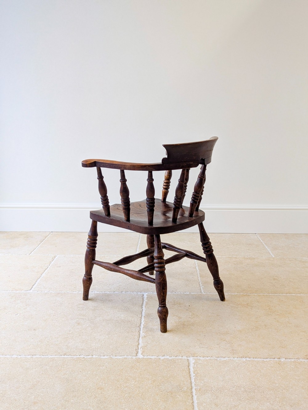 Antique Edwardian Elm & Beech Captain’s Chair c.1910 View XIII