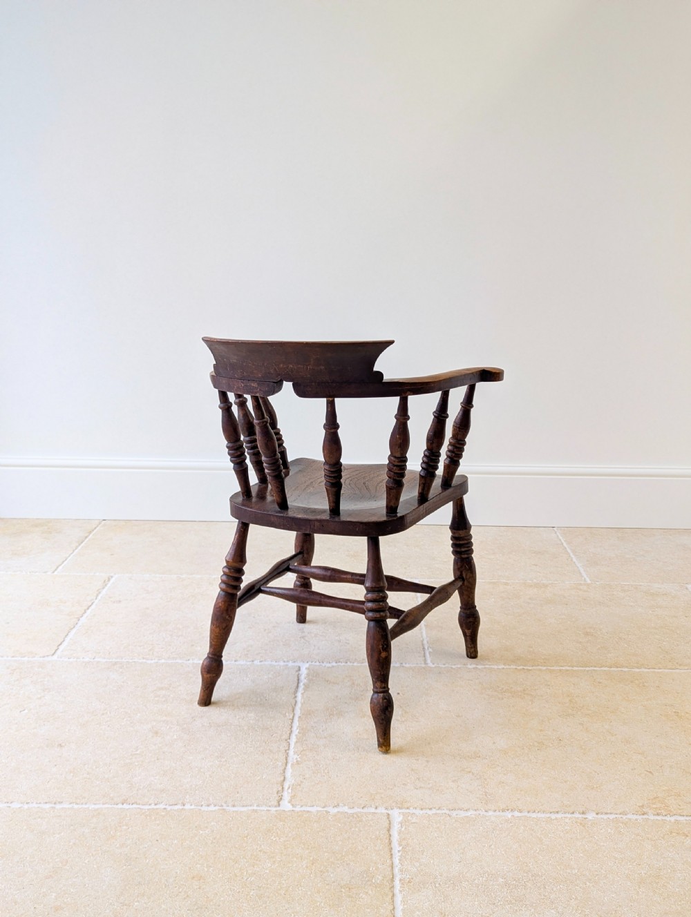 Antique Edwardian Elm & Beech Captain’s Chair c.1910 View XIV