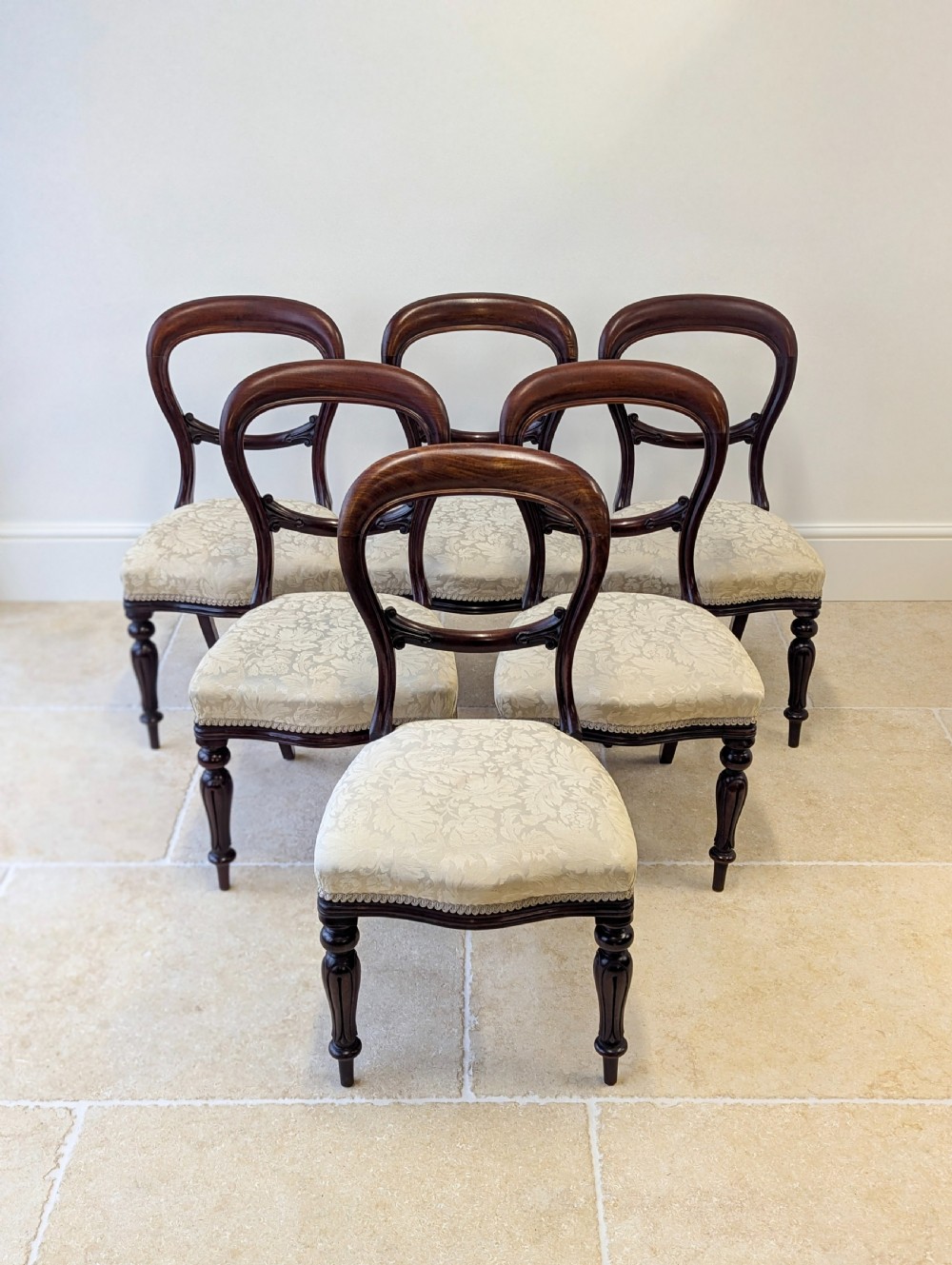 Set of Six Antique Victorian Mahogany Balloon Back Dining Chairs c.1860 View VI