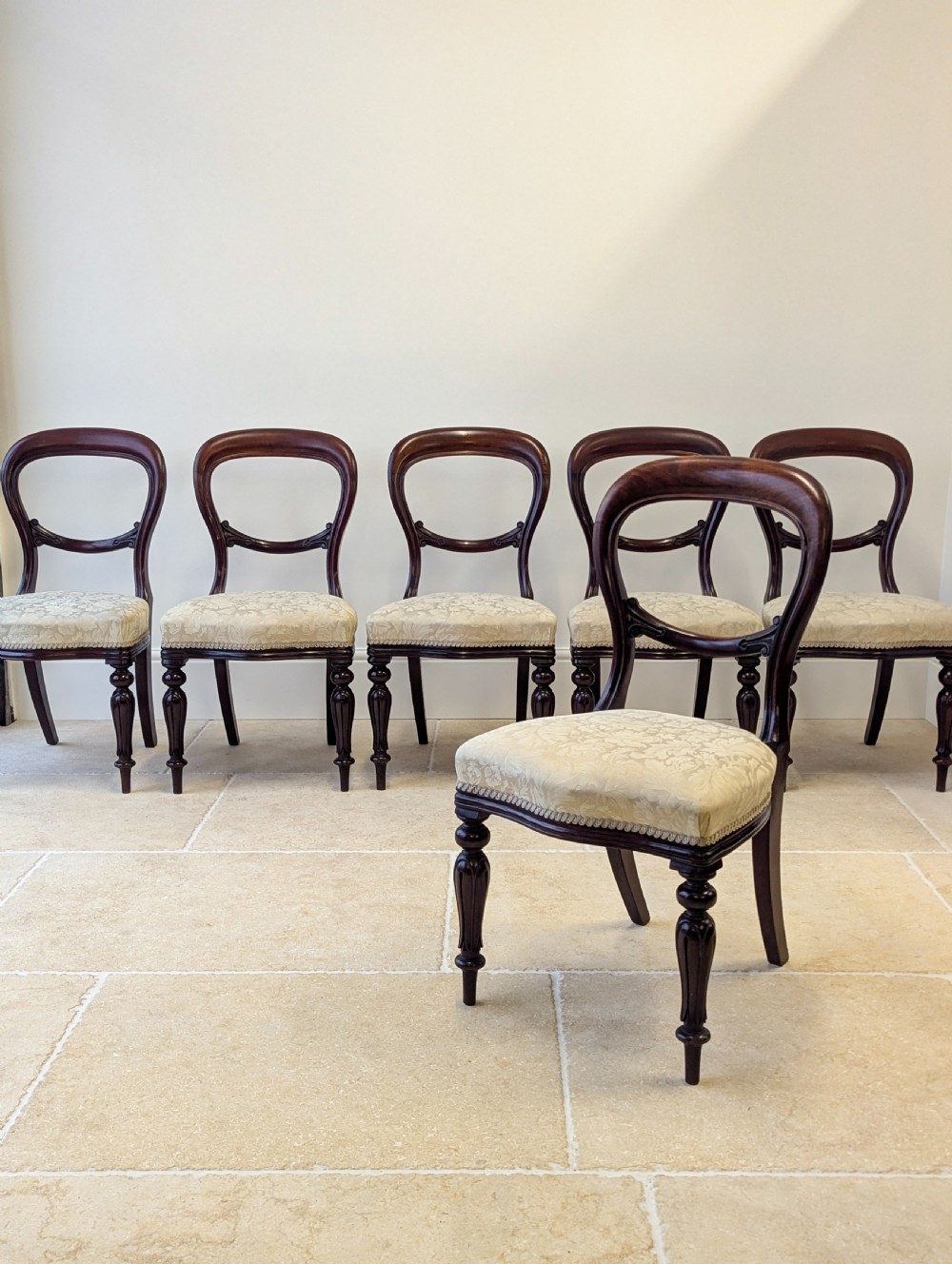Set of Six Antique Victorian Mahogany Balloon Back Dining Chairs c.1860 View VII